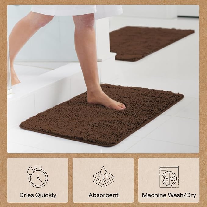 GORILLA GRIP Bath Rug Mat 48x17, Thick Soft Absorbent Chenille, Quick Dry - Image 7