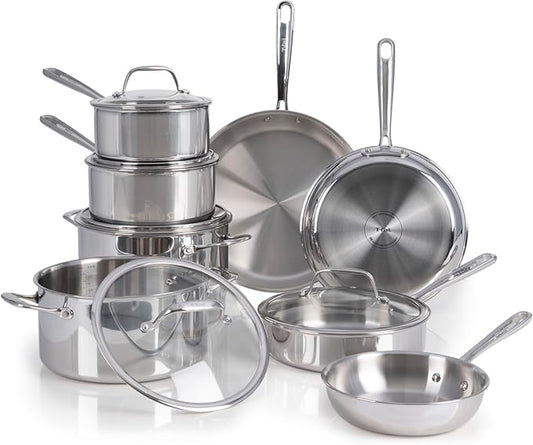 T-fal Pro Tri-Ply Stainless Steel Cookware Set 13 Piece Induction Compatible by T-falbrand