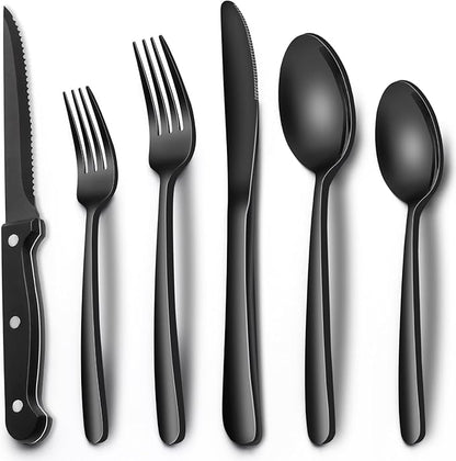 EWFEN 24-Piece Black Silverware Set by EWFEN
