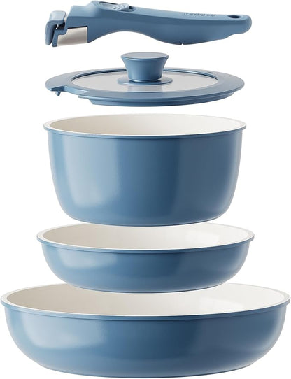 Redchef Ceramic Cookware Set, Removable Handle Pots and Pans Non-Stick by Redchef