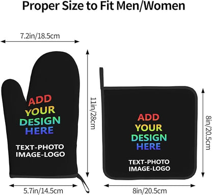 Custom Oven Mitts and Pot Holders Sets Personalized Customized Logo Text Image - Image 3