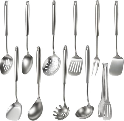 Newness 11 Pcs Cooking Utensils Set, 304 Stainless Steel Kitchen Utensils Set by NewnessFocusOnStainlessSteel