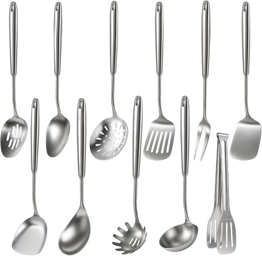 Newness 11 Pcs Cooking Utensils Set, 304 Stainless Steel Kitchen Utensils Set by NewnessFocusOnStainlessSteel