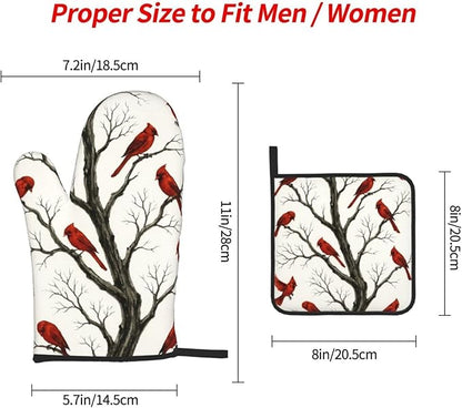 Christmas Pot Holders and Oven Mitts Set of 3, Winter Red Cardinal Kitchen - Image 4