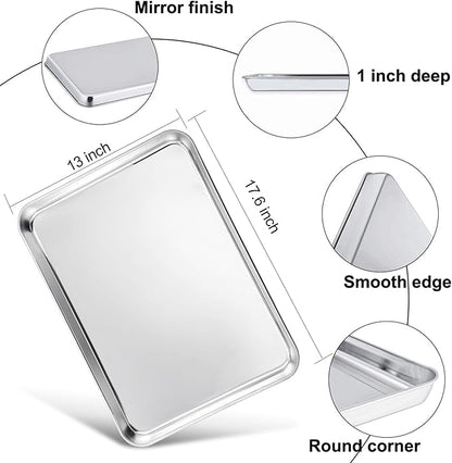 TeamFar Cookie Sheets with Cooling Racks, 17.6 x 13 x 1 Inch Stainless Steel - Image 2