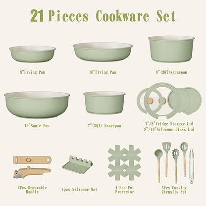 Umite Chef Non Stick Pots and Pans Set, Nonstick Healthy Induction Cookware - Image 2