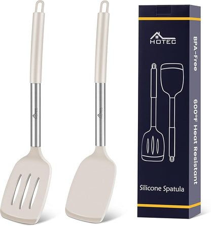 HOTEC Silicone Spatula Set of 2 Heat-Resistant 600°F & BPA-Free Kitchen by Hotec