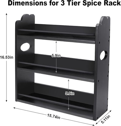 3 Tier Bamboo Spice Rack, Spice Rack Organizer, Seasoning Jars Rack Shelf Spice - Image 2