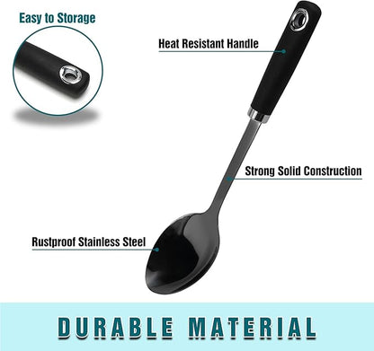 304 Stainless Steel Cooking Spoon, 14 Inch Solid Basting Spoon - Image 2