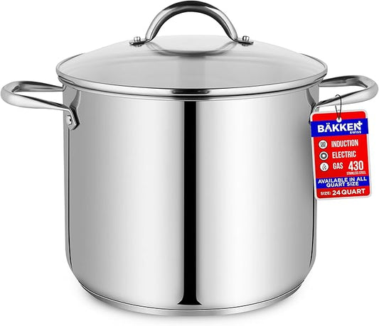 Stainless Steel Stockpot with Tempered Glass Lid 24 Quart, Durable 18/0 by Unknown