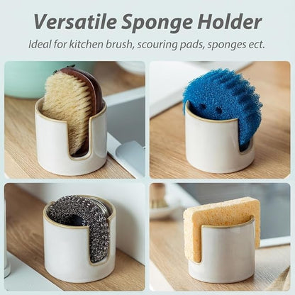 Zoeeker Sponge Holder for Kitchen Sink, Ceramic Dish Sponge Drying Caddy - Image 4