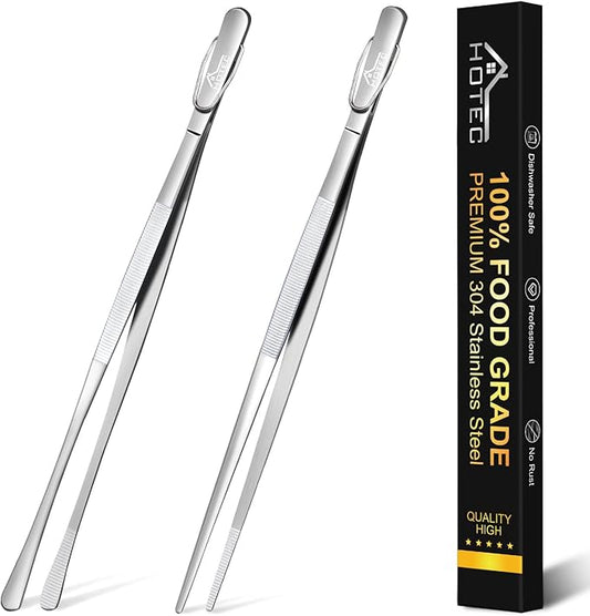 HOTEC Kitchen Tweezers Tongs Stainless Steel Professional Chef Tweezers by Hotec