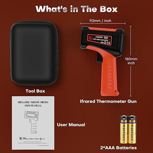 -58℉~3272℉ Infrared Thermometer IR Gun, High-Temp Digital Temperature Gun, 50:1 Non-Contact Pyrometer for Kiln, Forge, Furnace, Engine, HVAC & Industrial Applications