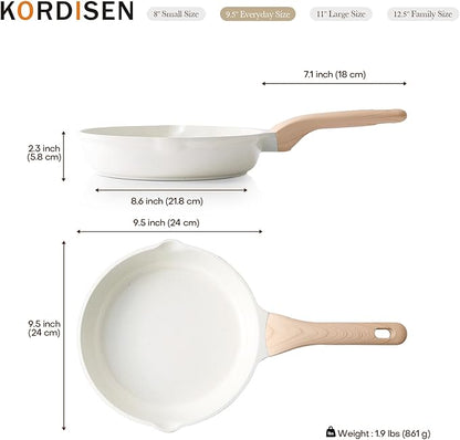 Kordisen Ceramic Non Stick Frying Pans Skillet, 9.5 Inch Ceramic Frying Pan - Image 7