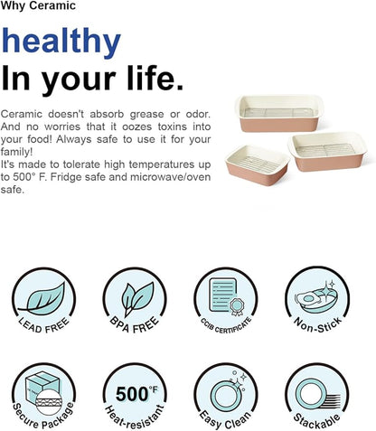 LE TAUCI Deep Casserole Dishes for Oven, 13.7”x9.6” Ceramic Baking Dish Set - Image 9