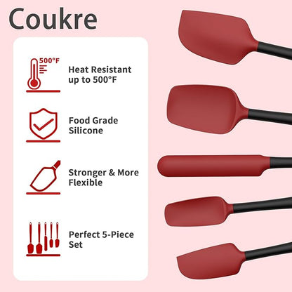Coukre Silicone Spatula Set of 5, High Temperature Resistant, Food Grade - Image 3