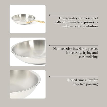 Martha Stewart Castelle 9.5-Inch Stainless Steel Frying Pan - Image 4
