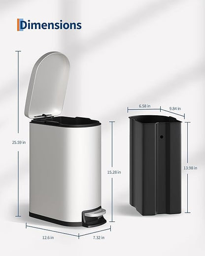 Garvee 13 gal and 2.6 gal Metal Trash Can Combo Set, Rustproof Garbage Can - Image 9
