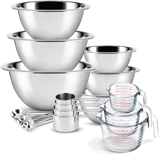 Eatex Mixing Bowls with Measuring Cups & Measuring Spoons 17 Piece Set by Eatex
