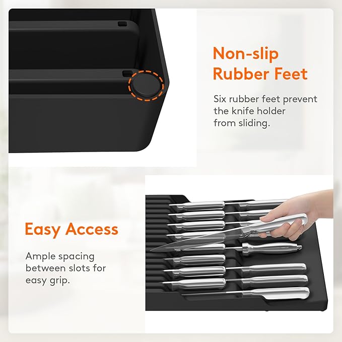 Lifewit Magnetic Drawer Knife Organizers Insert, Kitchen Plastic In Drawer - Image 6
