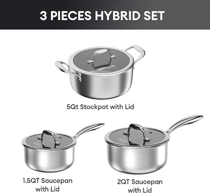 COOKER KING Stainless Steel 6 Pcs Pots Set, 1.5 & 2QT Saucepan and 5-Quart Pots - Image 6