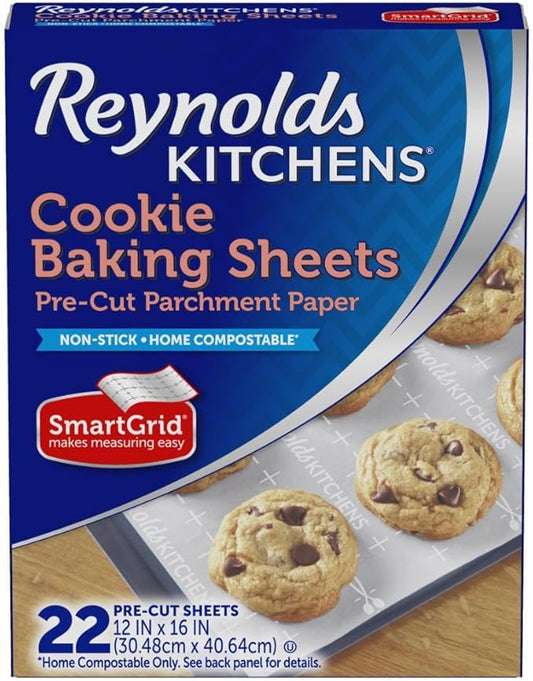 Reynolds Kitchens Cookie Baking Sheets, Pre-Cut Baking Parchment Paper Sheets by ReynoldsConsumerProducts