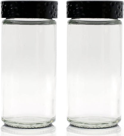 2 Pcs Black Spice Jars, 3 oz Glass Seasoning Bottles, Spices Container by Tianifa