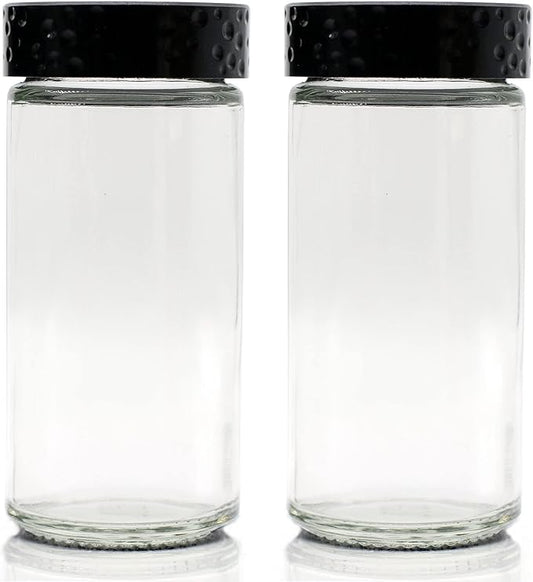 2 Pcs Black Spice Jars, 3 oz Glass Seasoning Bottles, Spices Container by Tianifa