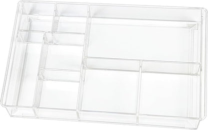 ZEXALOR 8-Section Clear Drawer Organizer, Large Acrylic Drawer Divider Tray by ZEXALOR
