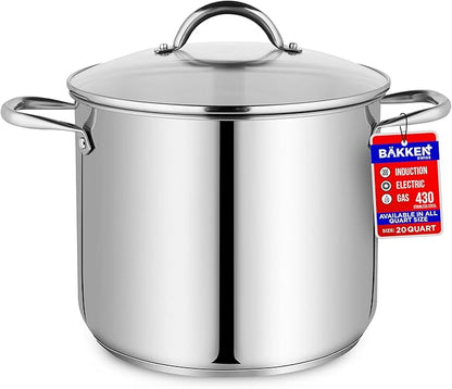 Stainless Steel Stockpot with Tempered Glass Lid 20 Quart, Durable 18/0 by Unknown