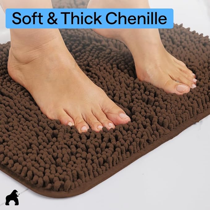 GORILLA GRIP Bath Rug Mat 48x17, Thick Soft Absorbent Chenille, Quick Dry - Image 4