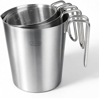 Newness 3-Pack Stainless Steel Measuring Cups Set, Metal Measuring Cup by Newness