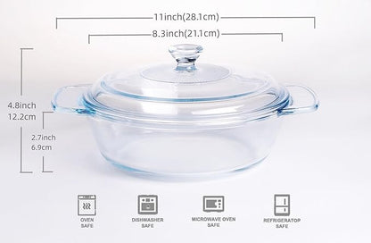 Clear Round Glass Casserole - Image 2