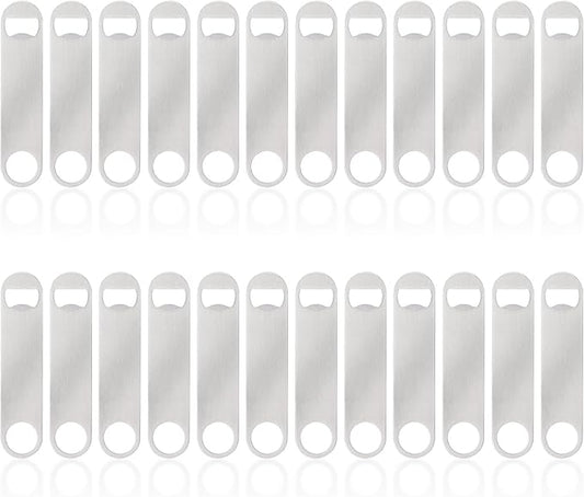 24 Pack Flat Beer Bottle Opener 7 inch Heavy Duty Stainless Steel Flat Bottle by Ohiyoo
