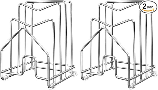 2 Pack Pot Lid Organizer Cutting Board Holder Inside Cabinet 304 Stainless by SUNFICON