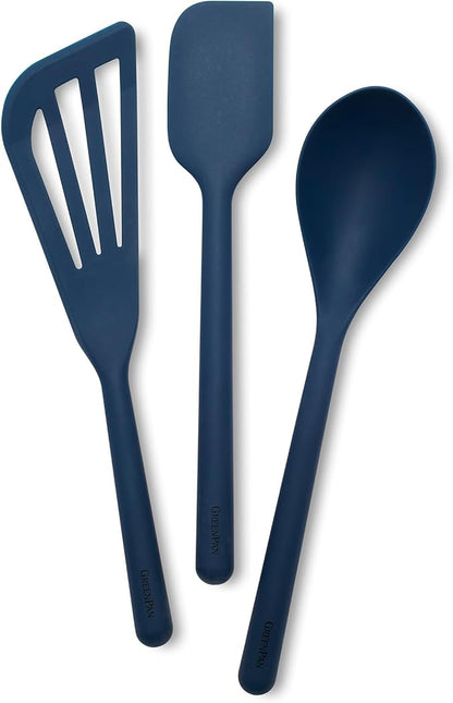 GreenPan Silicone 3 Piece Cooking Utensil Set, Fish Turner, Mixing Spatula by GreenPan