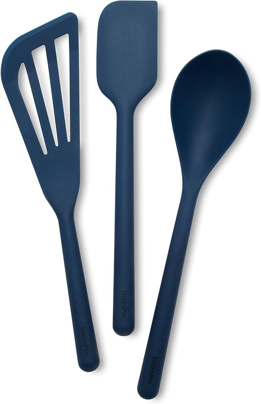 GreenPan Silicone 3 Piece Cooking Utensil Set, Fish Turner, Mixing Spatula by GreenPan