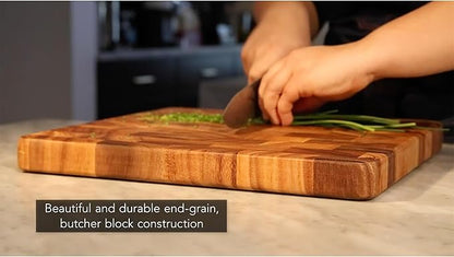 Ironwood Gourmet Large End Grain Prep Station Acacia Wood Cutting Board - Image 6