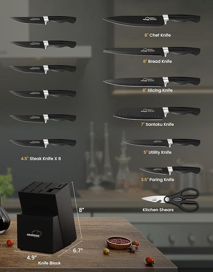 Amorston Knife Set, 15 Pieces Kitchen Knives Set - Image 6