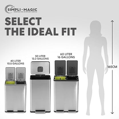 SIMPLI-MAGIC 50 Liter / 13.2 Gallon Soft-Close, Smudge Resistant Trash Can - Image 4