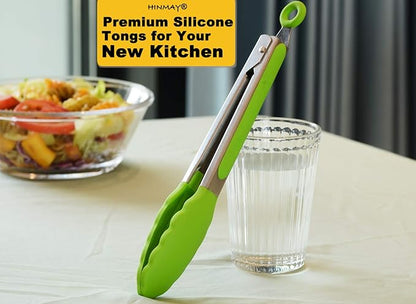 HINMAY Silicone Tongs 9-Inch Stainless Steel Locking Kitchen Tongs - Image 5