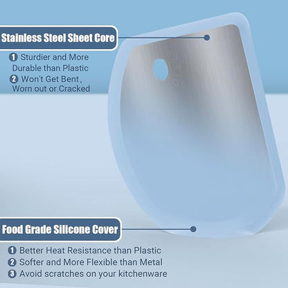 Silicone Dough Scraper with Stainless Steel Sheet, Curved Edge Flexible Bowl - Image 2