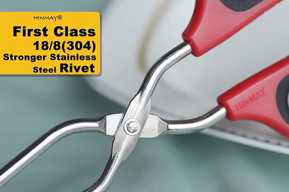 HINMAY Stainless Steel Scissor Tongs 10-Inch and 12-Inch Set - Image 3