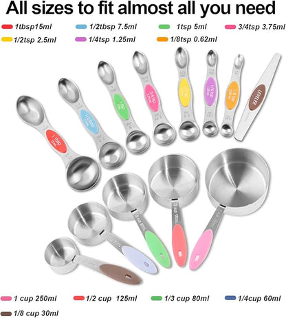 EDELIN Measuring Cups and Magnetic Measuring Spoons Set, Stainless Steel 5 Cups - Image 4