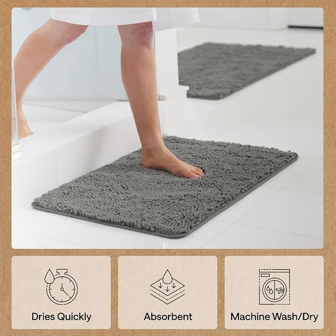 GORILLA GRIP Bath Rug Mat 36x24, Soft Absorbent Chenille, Quick Dry Microfiber - Image 7