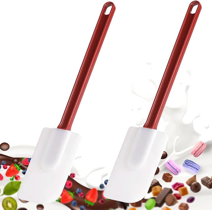 Commercial Rubber Spatula Set of 2, High Heat Resistant Silicone Scrapers 16 - Image 6