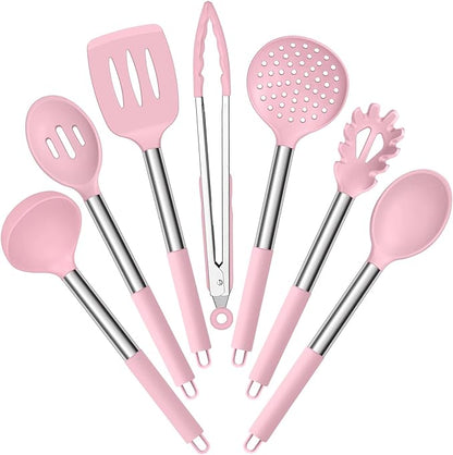 E-far Silicone Cooking Utensils Set, Slotted Turner, Soup Ladle, Pasta Server by E-far