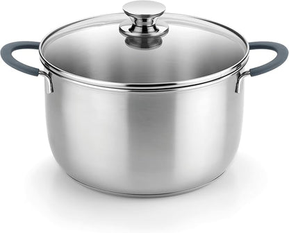 BRA COOKWARE Master Stainless Steel Stock Pot w/Glass Lid | 9.5 Inch 4 Quart by BRACookware
