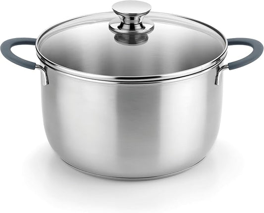 BRA COOKWARE Master Stainless Steel Stock Pot w/Glass Lid | 9.5 Inch 4 Quart by BRACookware
