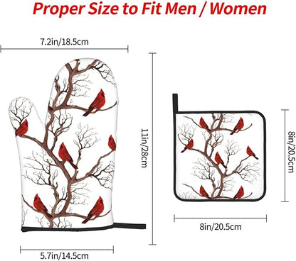 Winter Cardinal Birds Oven Mitts and Pot Holders Sets of 3 Kitchen Hot Pads - Image 4